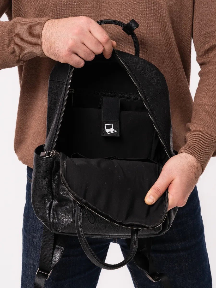 Sac à dos en cuir véritable, multifonction, pour plusieurs usages, modèle Timy - Sac à dos - Noir