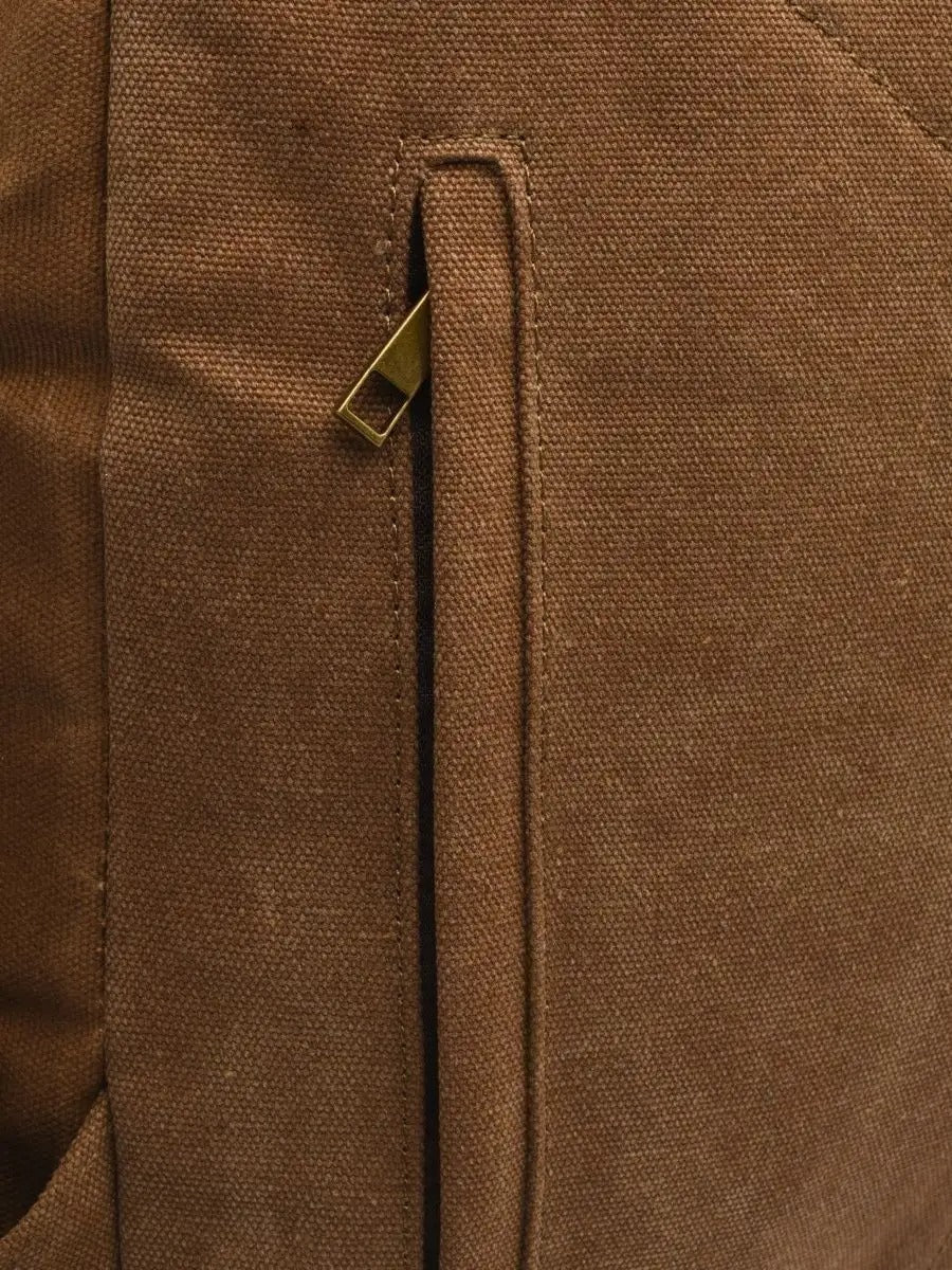 Sac à dos en toile cirée et cuir à grande capacité, imperméable et pratique, modèle Médéric - Sac à dos - Marron