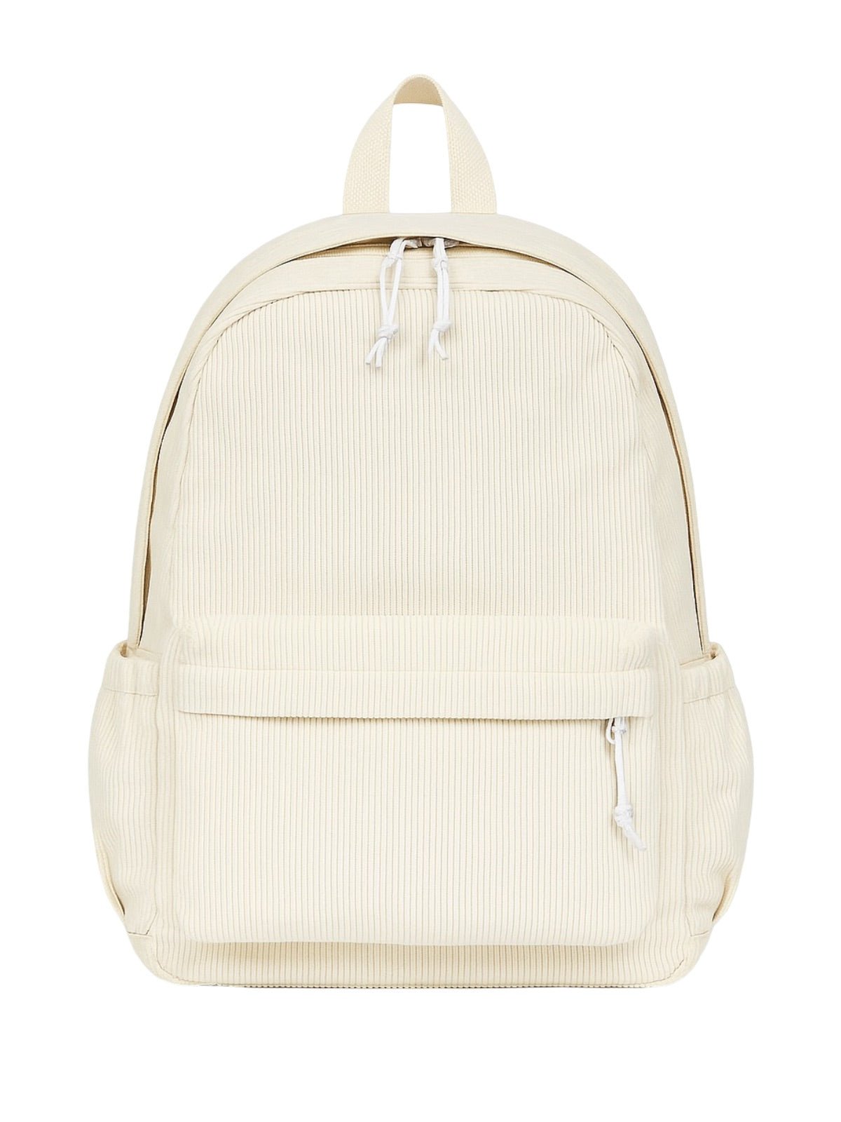 Sac à dos en velours côtelé, format A4, léger, grande poche zippée, style décontracté, sac d'école, modèle Firex - Sac à dos - Blanc