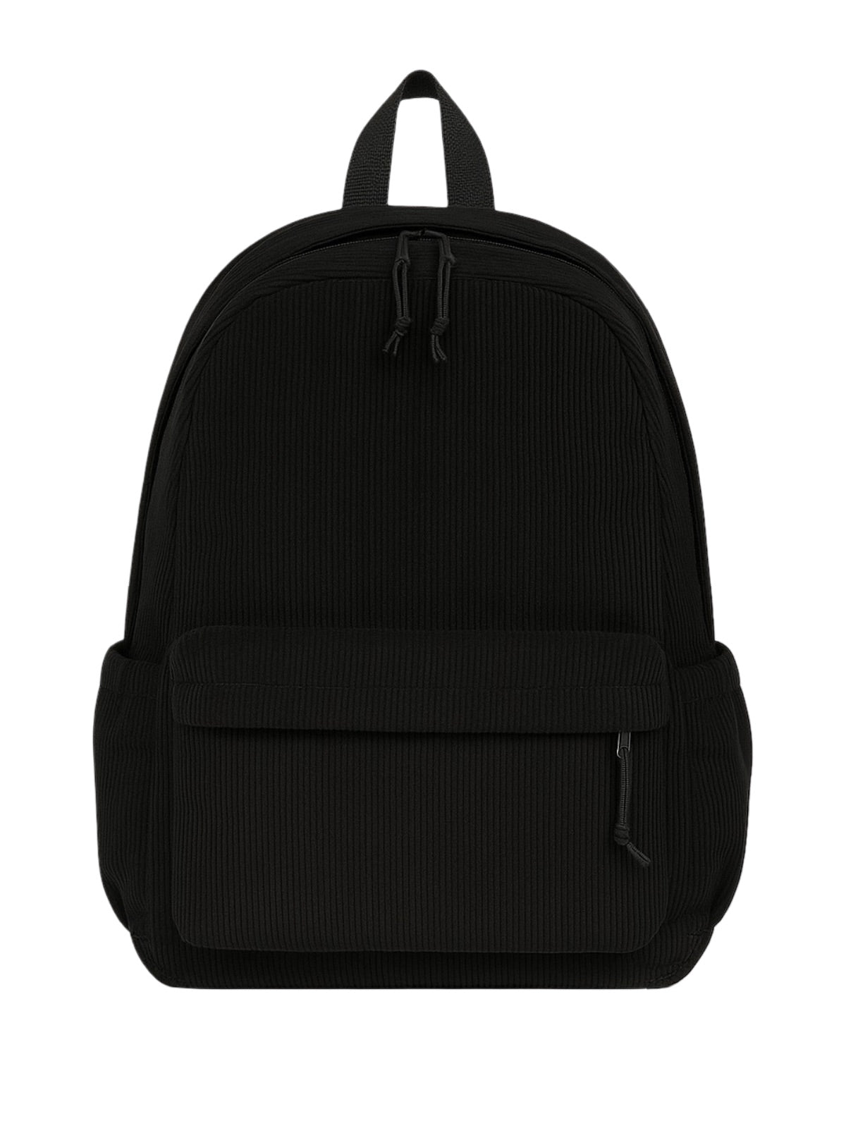 Sac à dos en velours côtelé, format A4, léger, grande poche zippée, style décontracté, sac d'école, modèle Firex - Sac à dos - Noir