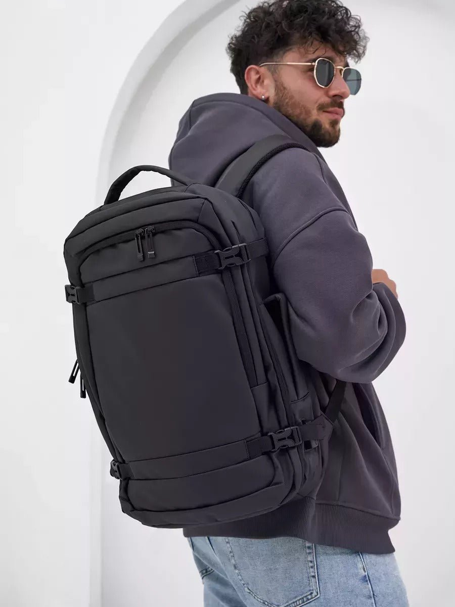 Sac à dos extensible 35L, résistant aux intempéries, port USB, ergonomique, idéal voyage et business, modèle Vargon - Sac à dos - Noir