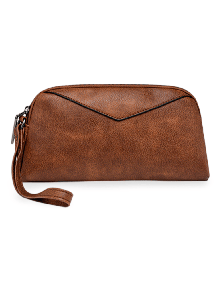 Sac à dos femme en simili vegan avec pochette, bicolore, grande capacité, détails franges, design urbain chic, modèle Lannah - Sac à dos - Blanc et marron