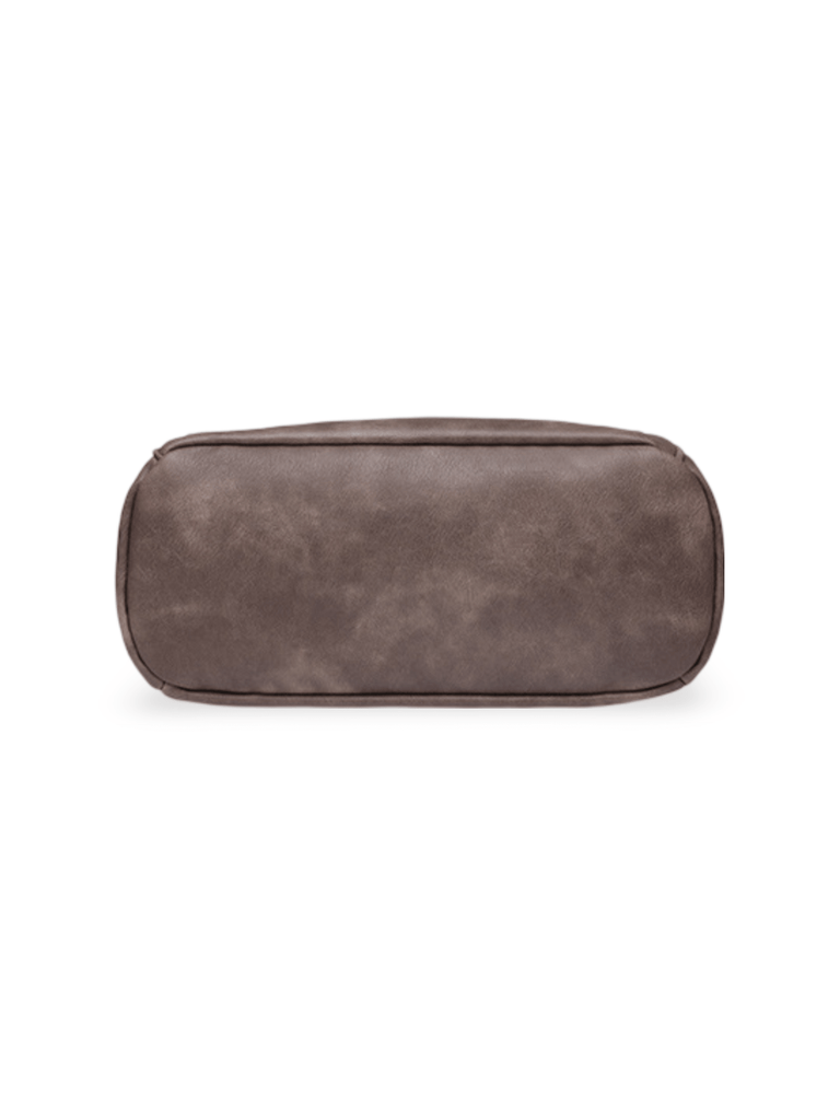 Sac à dos femme, grande capacité, simili vegan, multifonction, bandoulière rayée, style rétro, modèle Samirah - Sac à dos - Taupe