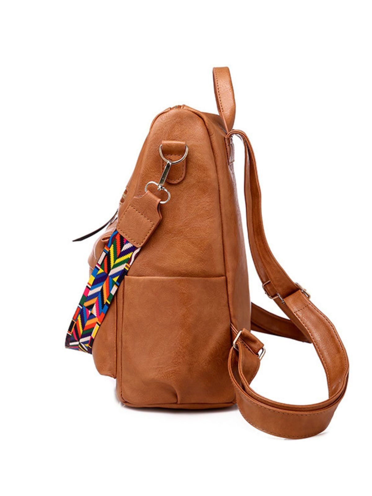 Sac à dos femme grande capacité, simili vegan souple, multi - poches, style, modèle Val - Sac à dos - Camel