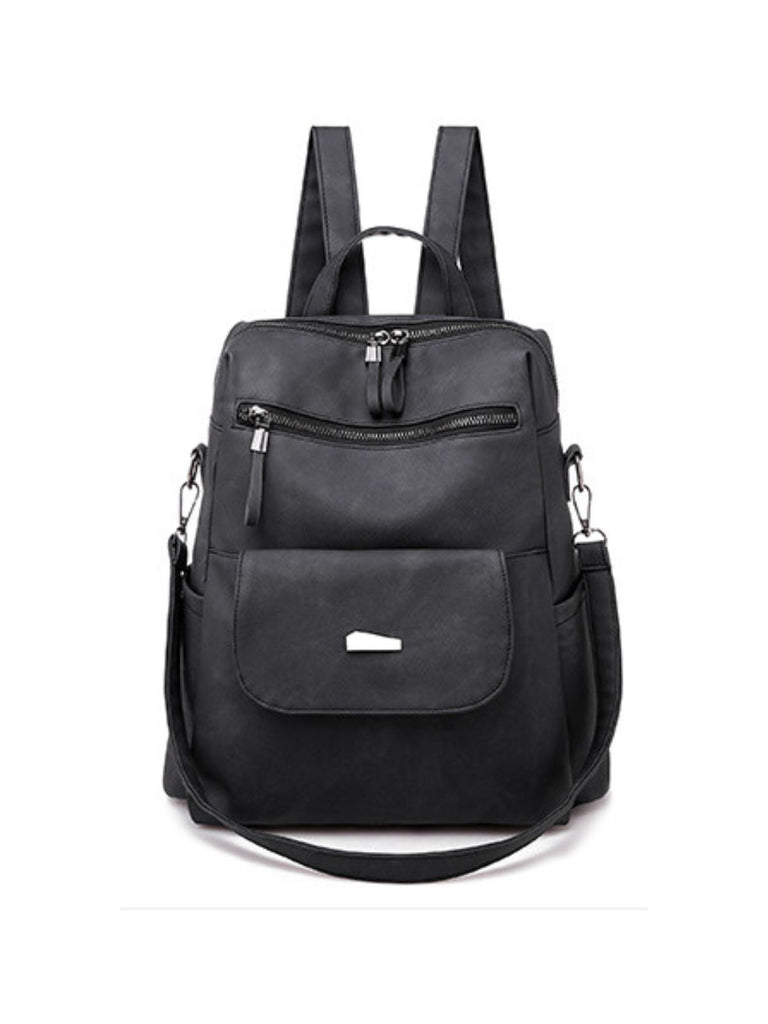 Sac à dos femme grande capacité, simili vegan, style coréen, confortable et pratique, poches multiples, modèle Tinah - Sac Bandoulière - Noir