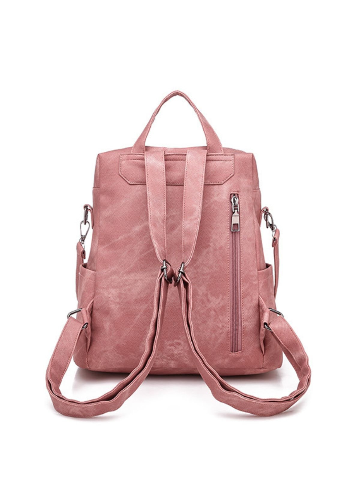 Sac à dos femme grande capacité, simili vegan, style coréen, confortable et pratique, poches multiples, modèle Tinah - Sac Bandoulière - Rose