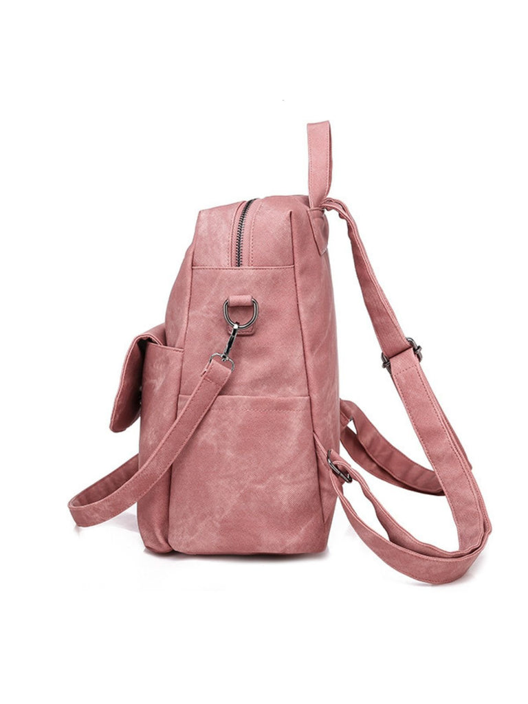 Sac à dos femme grande capacité, simili vegan, style coréen, confortable et pratique, poches multiples, modèle Tinah - Sac Bandoulière - Rose