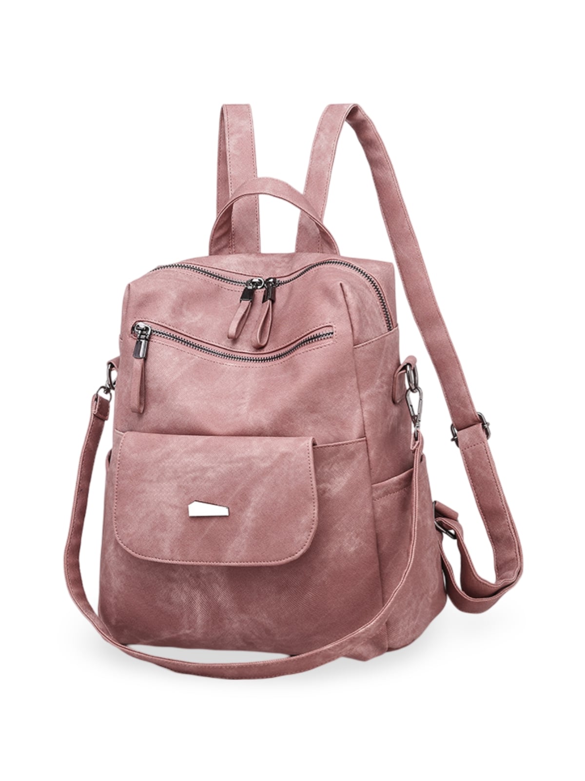 Sac à dos femme grande capacité, simili vegan, style coréen, confortable et pratique, poches multiples, modèle Tinah - Sac Bandoulière - Rose