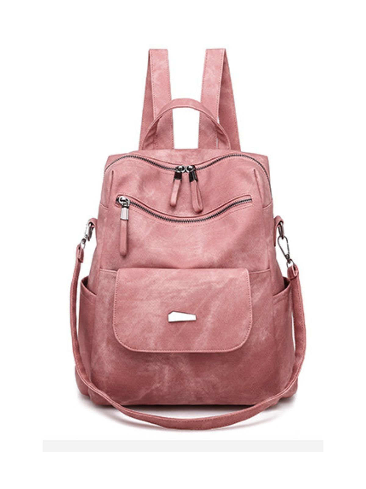 Sac à dos femme grande capacité, simili vegan, style coréen, confortable et pratique, poches multiples, modèle Tinah - Sac Bandoulière - Rose