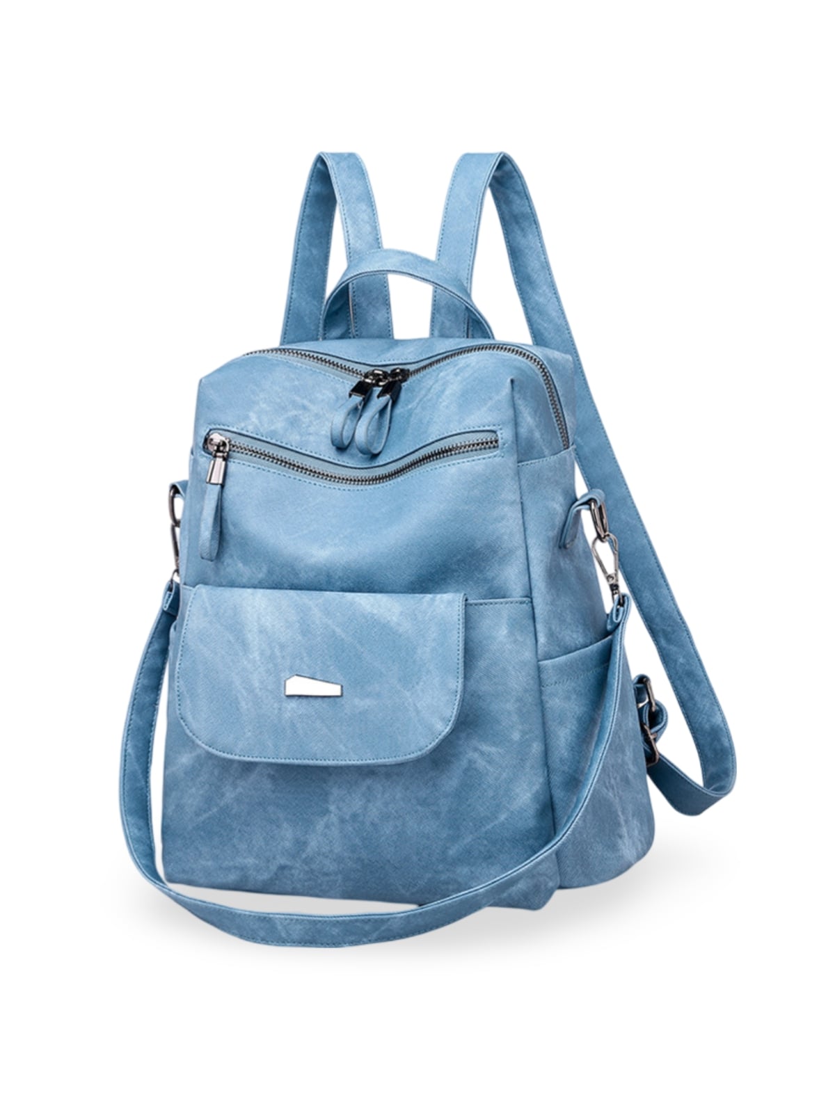 Sac à dos femme grande capacité, simili vegan, style coréen, confortable et pratique, poches multiples, modèle Tinah - Sac Bandoulière - Bleu