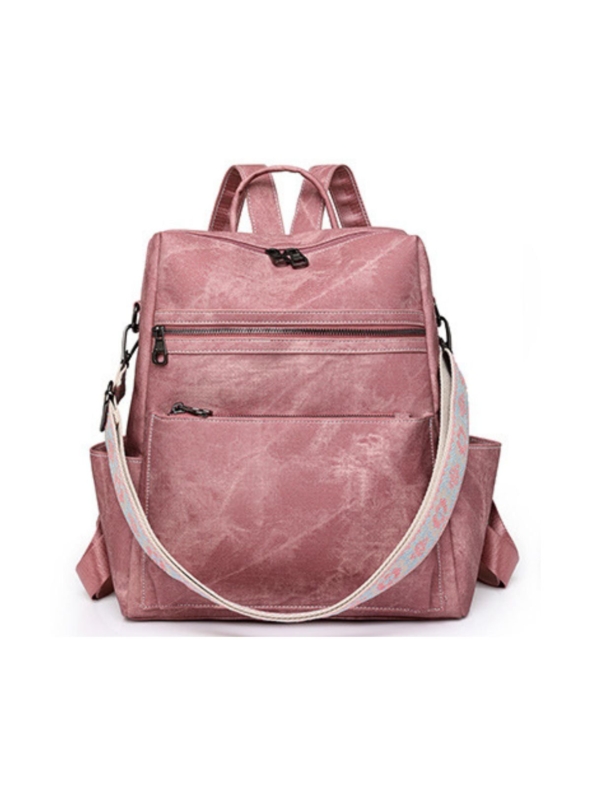 Sac à dos femme grande capacité, simili vegan, style rétro, léger et pratique, idéal pour les voyages, modèle Titi - Sac à dos - Rose