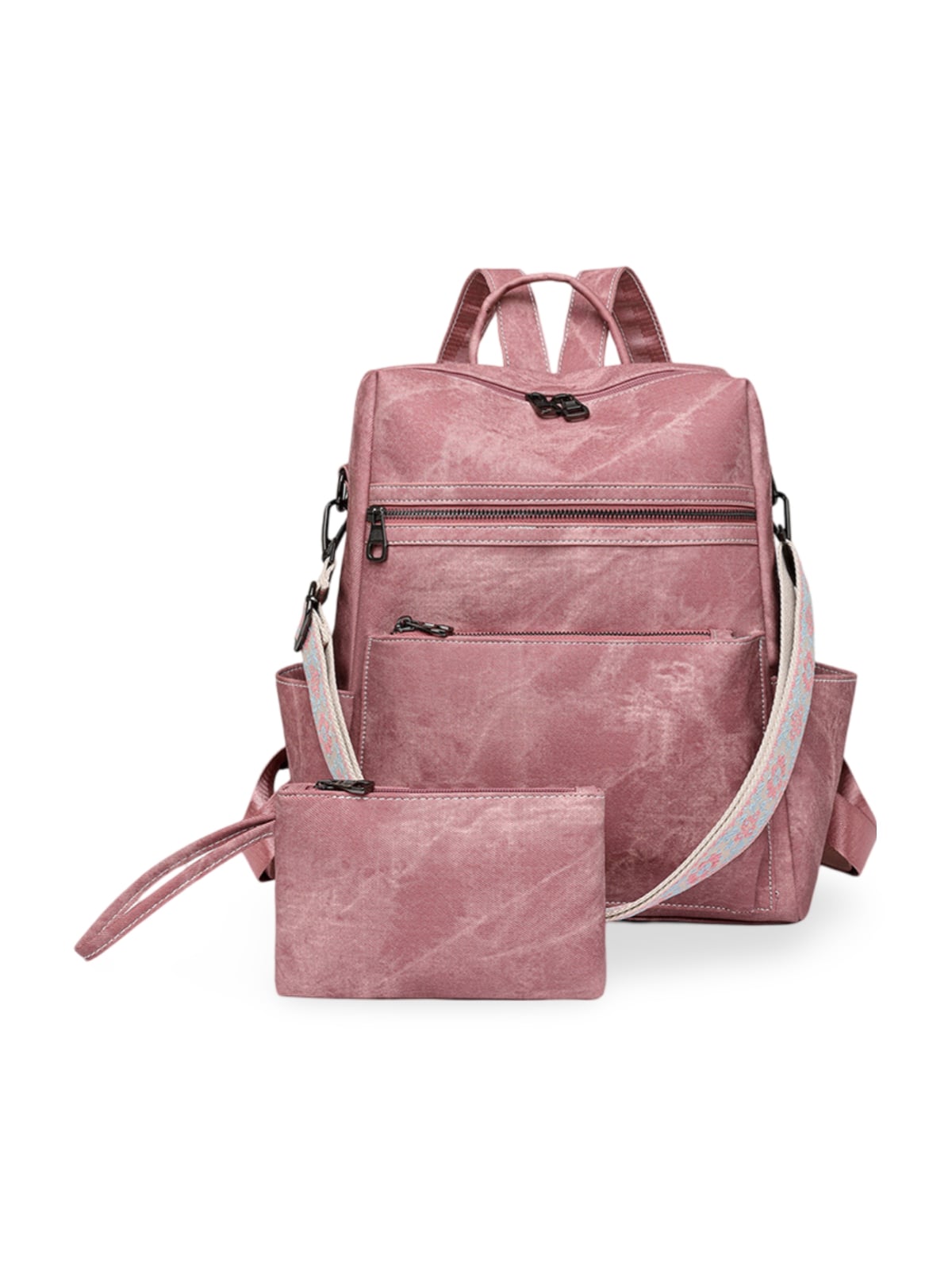 Sac à dos femme grande capacité, simili vegan, style rétro, léger et pratique, idéal pour les voyages, modèle Titi - Sac à dos - Rose