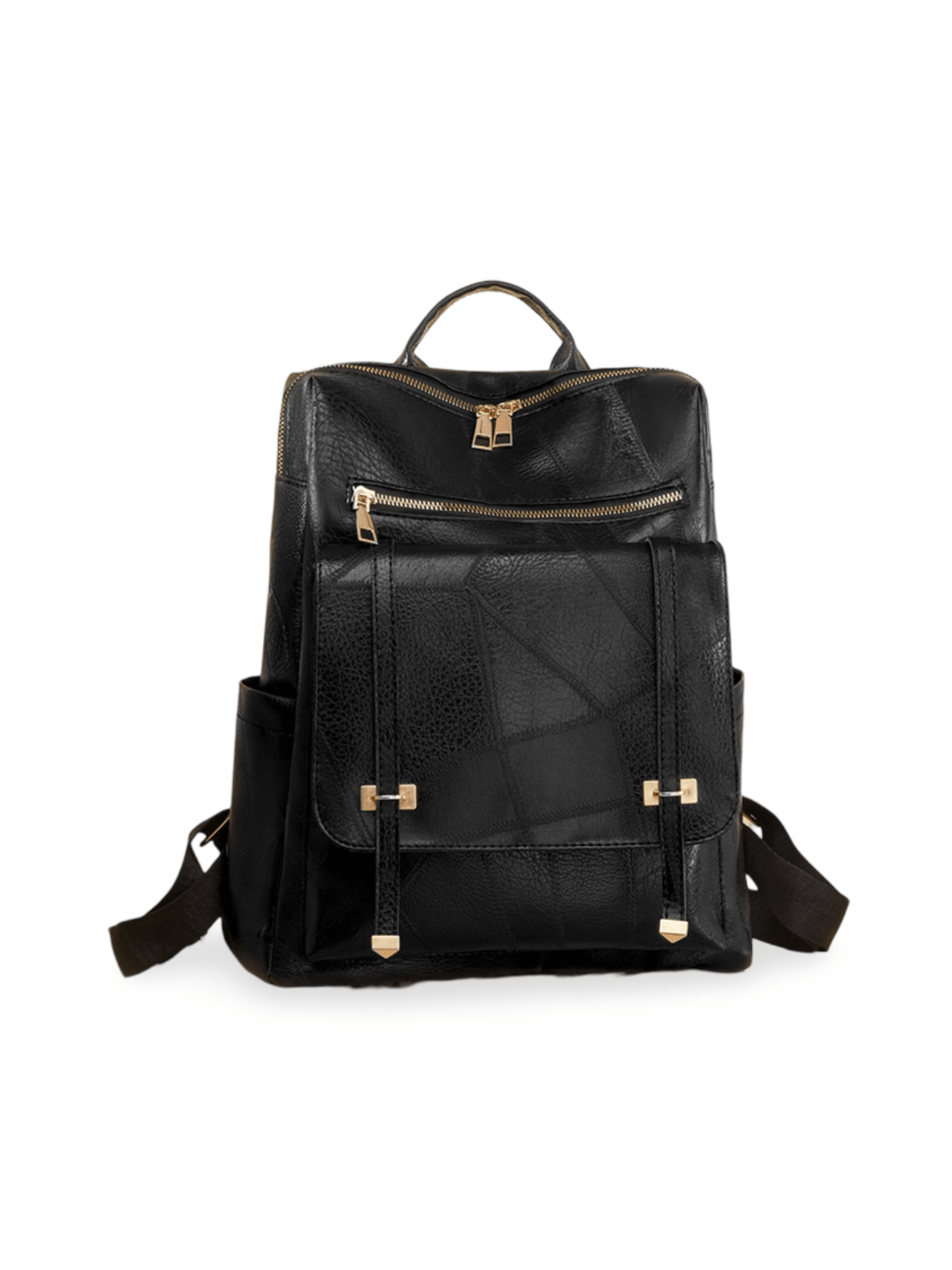 Sac à dos femme rétro, simili vegan souple, mode européenne, poches multiples, confortable et pratique, modèle Valentina - Sac à dos - Noir