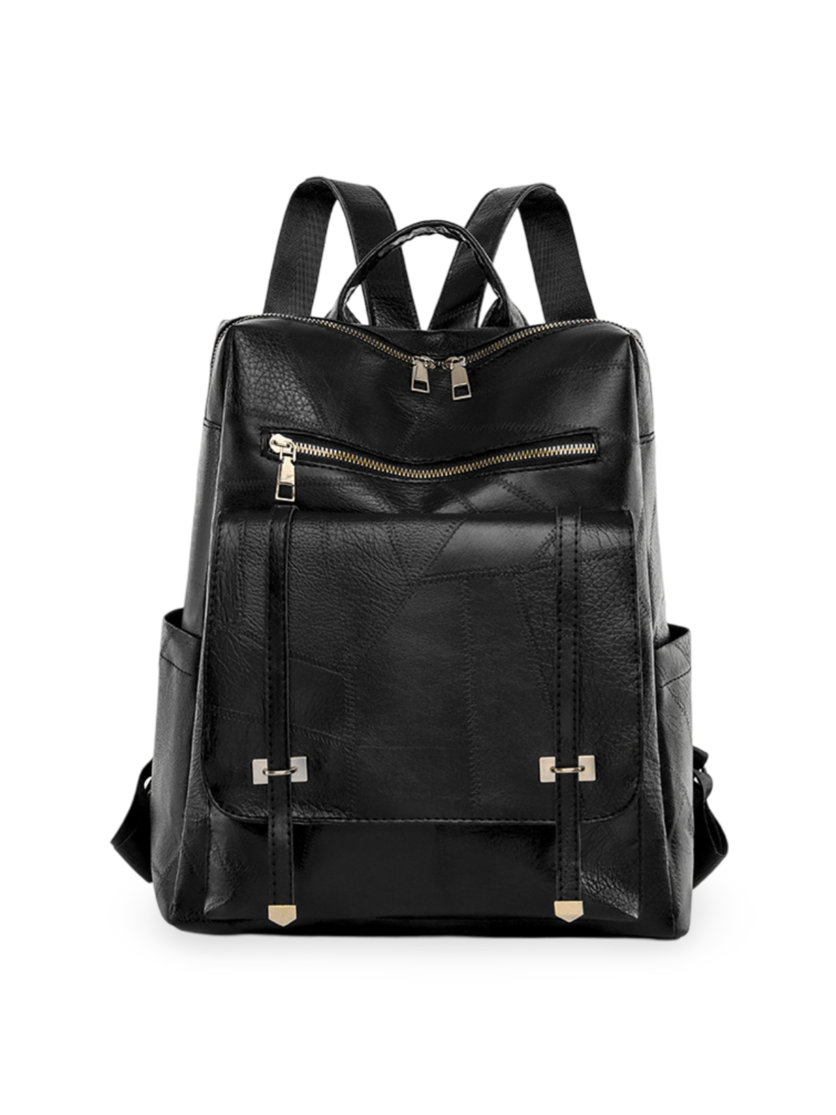 Sac à dos femme rétro, simili vegan souple, mode européenne, poches multiples, confortable et pratique, modèle Valentina - Sac à dos - Noir