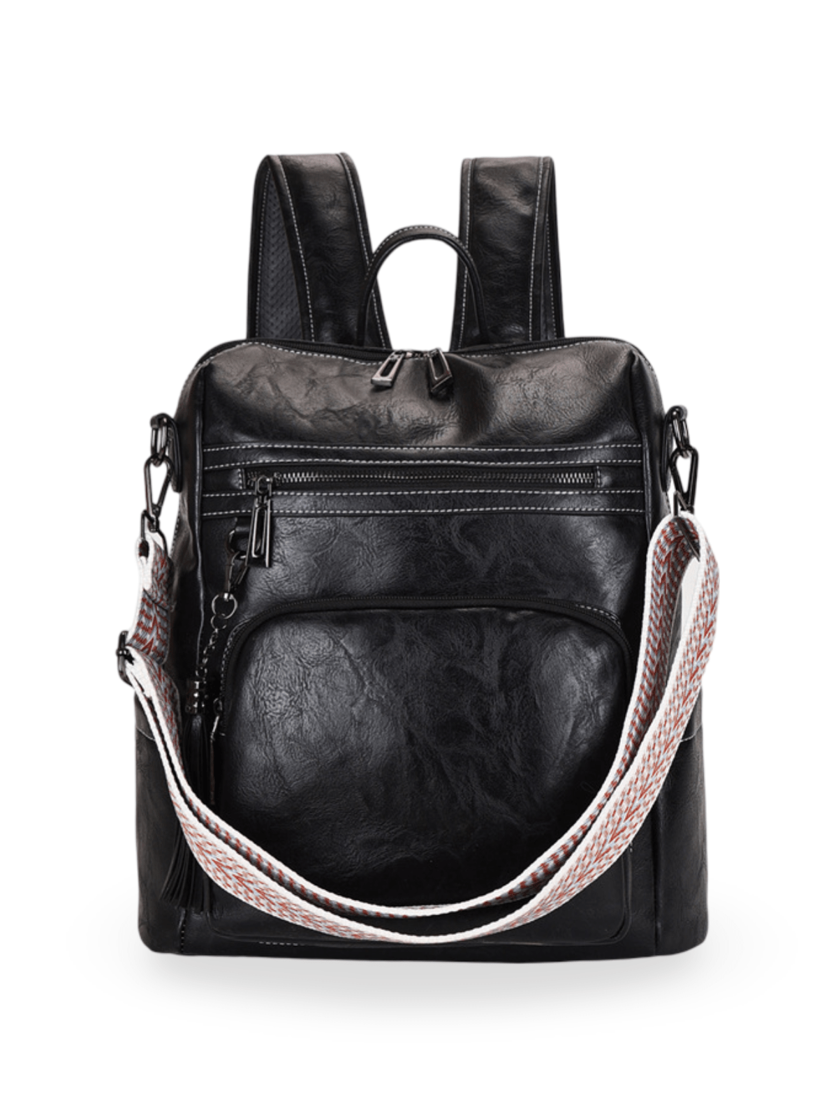 Sac à dos femme, simili vegan, grande capacité, léger, design rétro tendance, modèle Sonya - Sac à dos - Noir