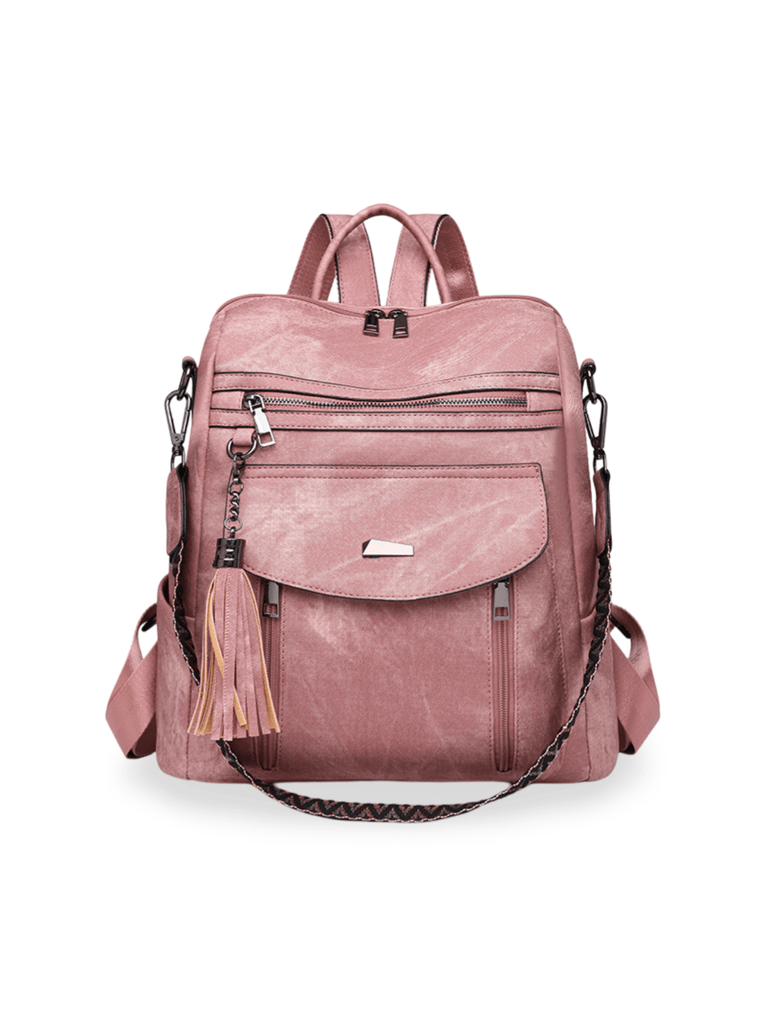 Sac à dos femme simili vegan, grande capacité, multifonction, tendance 2024, pratique et stylé, modèle Vicky - Sac Bandoulière - Rose