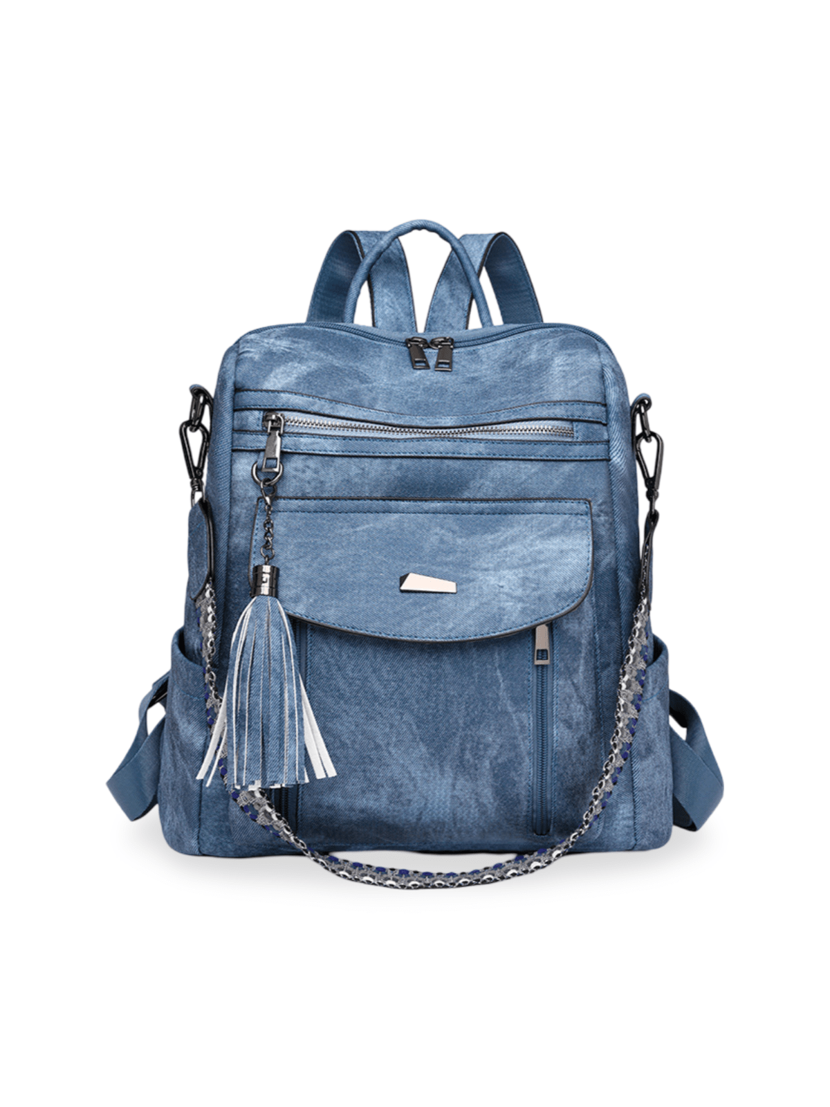 Sac à dos femme simili vegan, grande capacité, multifonction, tendance 2024, pratique et stylé, modèle Vicky - Sac Bandoulière - Bleu