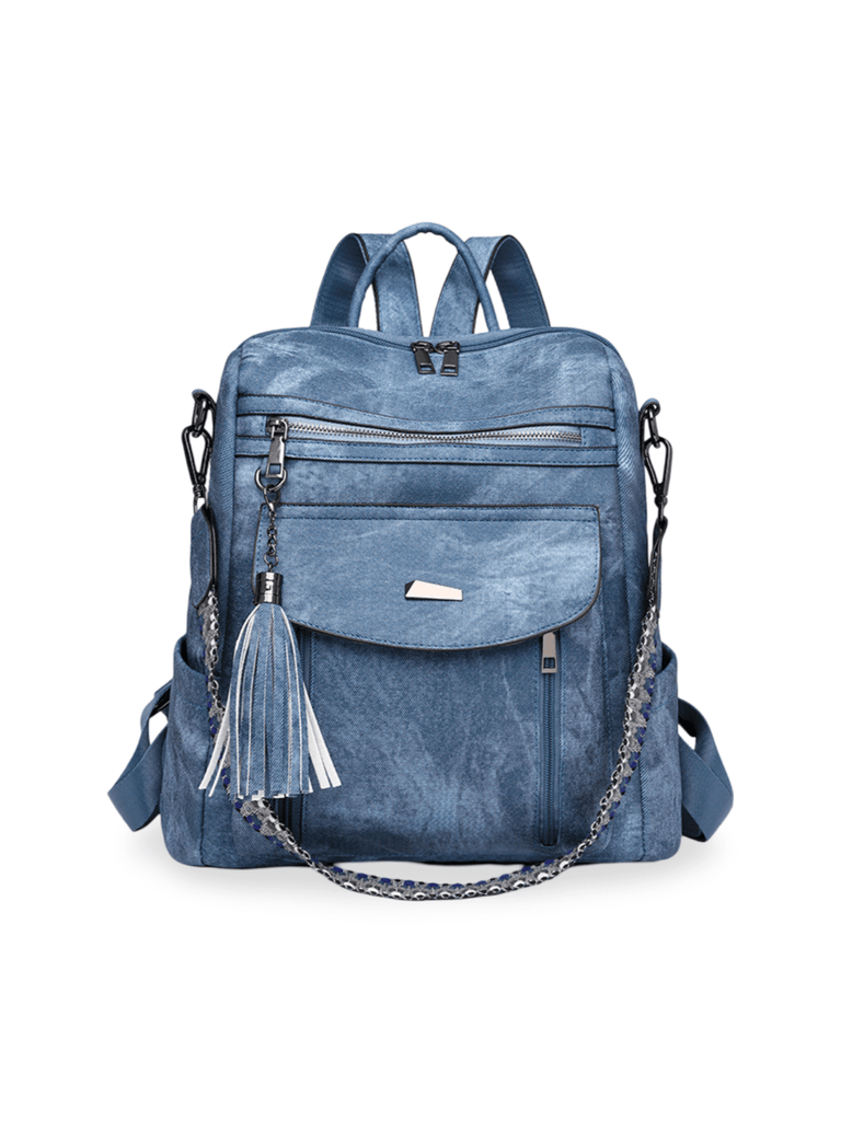 Sac à dos femme simili vegan, grande capacité, multifonction, tendance 2024, pratique et stylé, modèle Vicky - Sac Bandoulière - Bleu