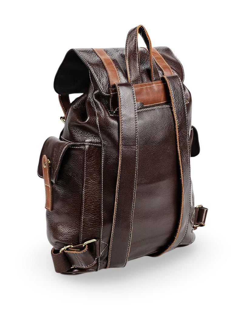 Sac à dos homme en cuir, imperméable, avec compartiment pour ordinateur, style urbain, modèle Hélios - Sac à dos - Café