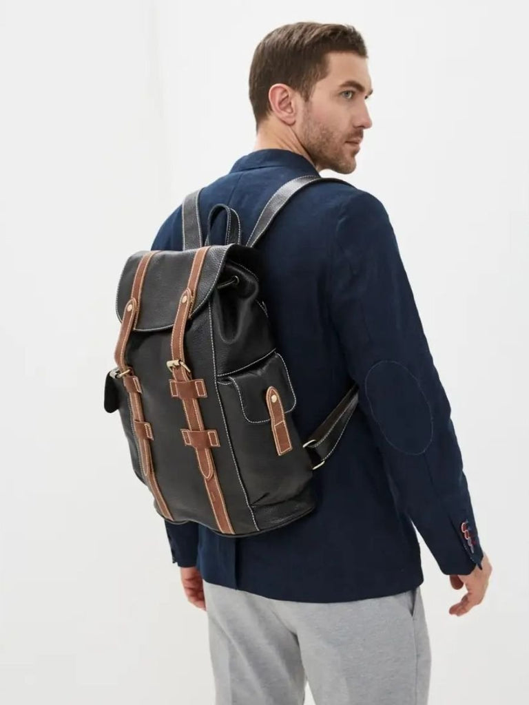 Sac à dos homme en cuir, imperméable, avec compartiment pour ordinateur, style urbain, modèle Hélios - Sac à dos - Café