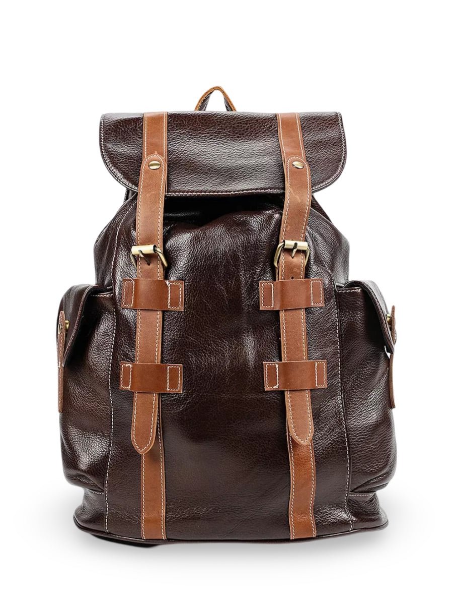 Sac à dos homme en cuir, imperméable, avec compartiment pour ordinateur, style urbain, modèle Hélios - Sac à dos - Café