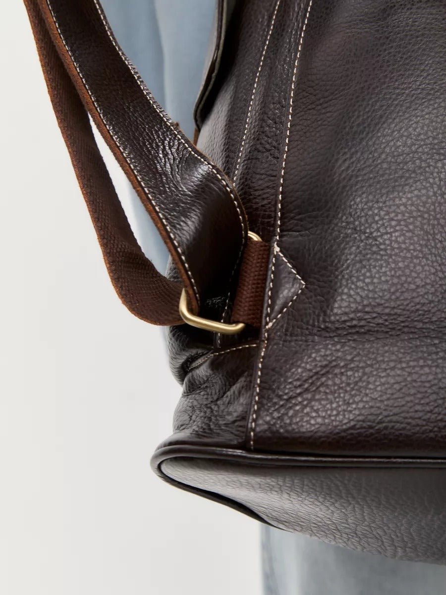 Sac à dos homme en cuir, imperméable, avec compartiment pour ordinateur, style urbain, modèle Hélios - Sac à dos - Café