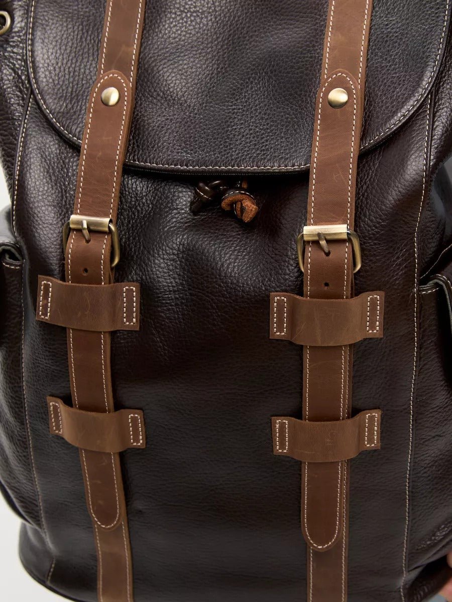 Sac à dos homme en cuir, imperméable, avec compartiment pour ordinateur, style urbain, modèle Hélios - Sac à dos - Café