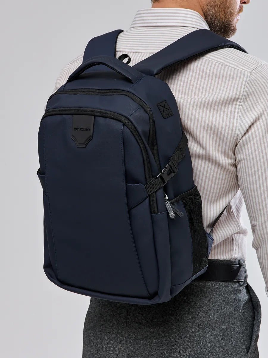 Sac à dos homme grande capacité, multi - compartiments, port USB, imperméable, design ergonomique, modèle Léos - Sac à dos - Bleu