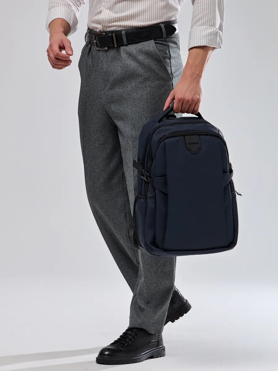 Sac à dos homme grande capacité, multi - compartiments, port USB, imperméable, design ergonomique, modèle Léos - Sac à dos - Bleu