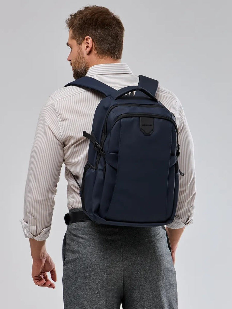 Sac à dos homme grande capacité, multi - compartiments, port USB, imperméable, design ergonomique, modèle Léos - Sac à dos - Bleu