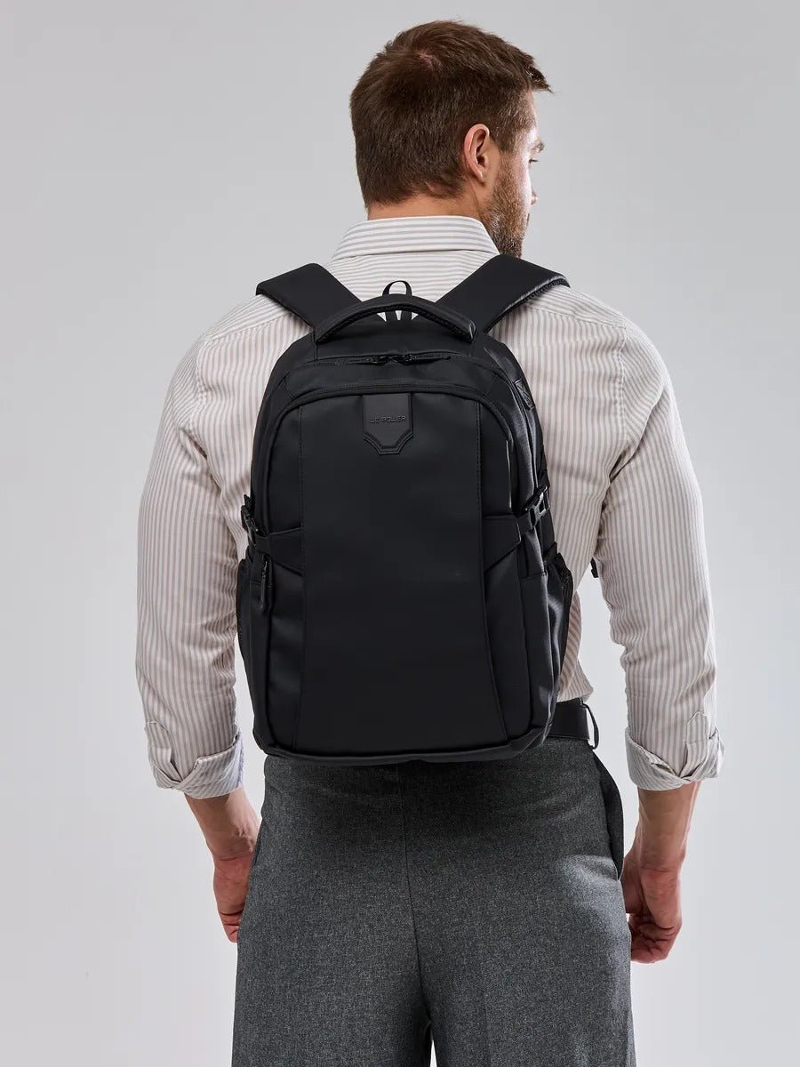 Sac à dos homme grande capacité, multi - compartiments, port USB, imperméable, design ergonomique, modèle Léos - Sac à dos - Noir