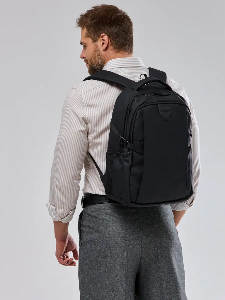 Sac à dos homme grande capacité, multi - compartiments, port USB, imperméable, design ergonomique, modèle Léos - Sac à dos - Noir