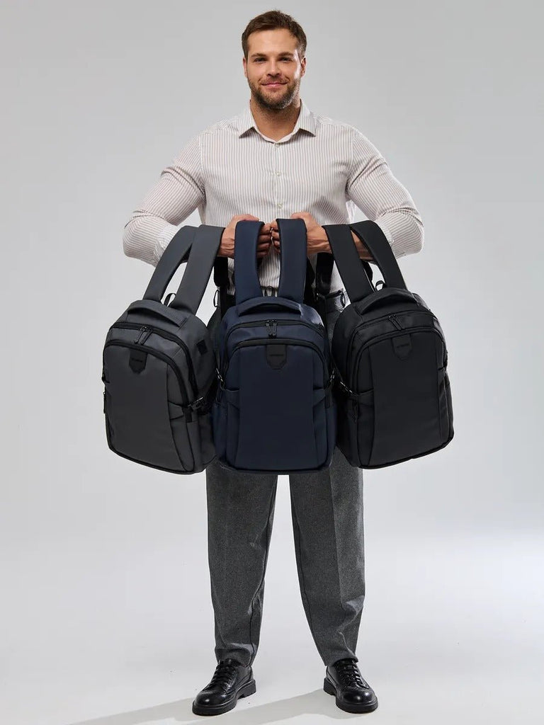 Sac à dos homme grande capacité, multi - compartiments, port USB, imperméable, design ergonomique, modèle Léos - Sac à dos - Noir