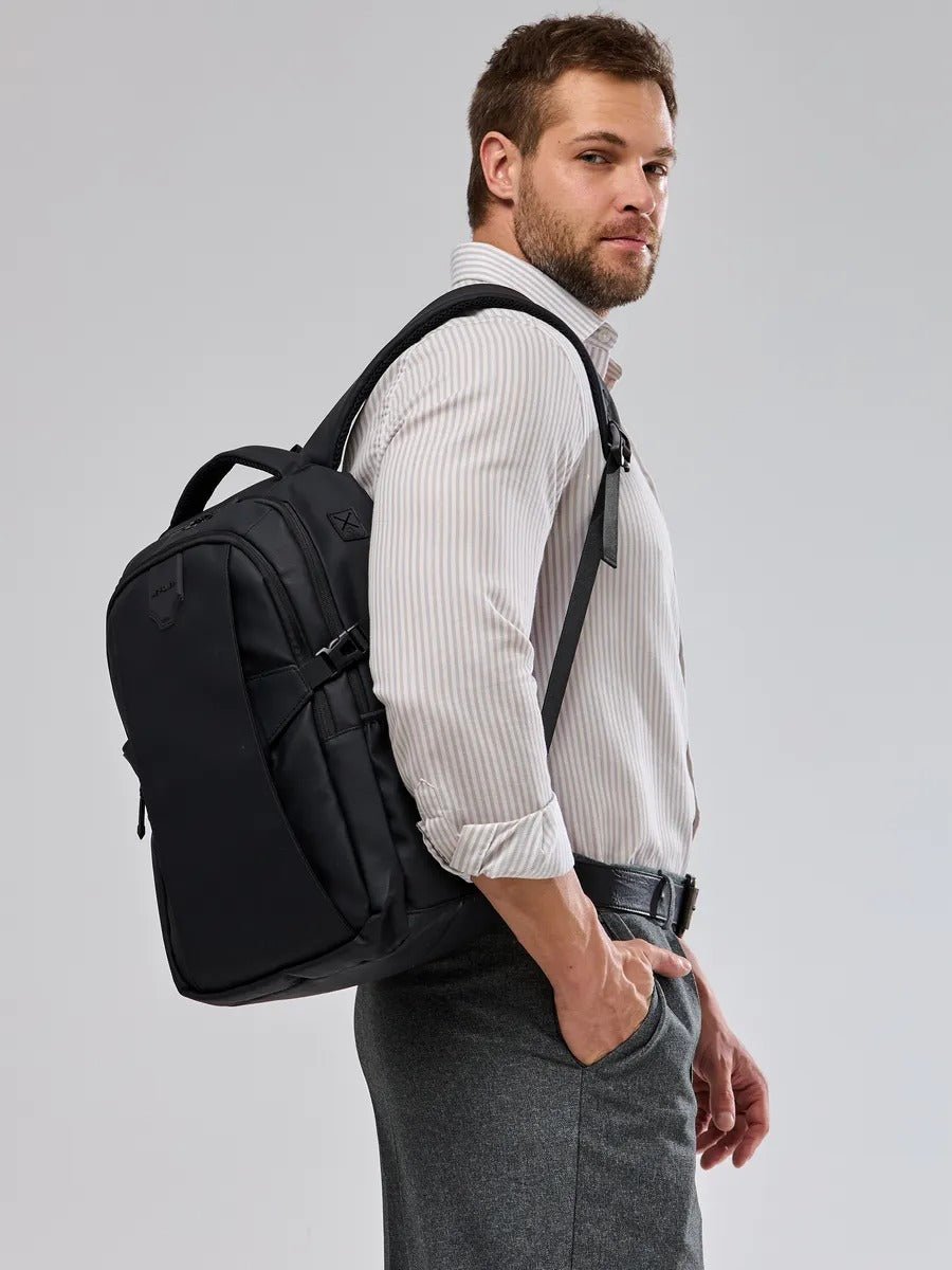 Sac à dos homme grande capacité, multi - compartiments, port USB, imperméable, design ergonomique, modèle Léos - Sac à dos - Noir