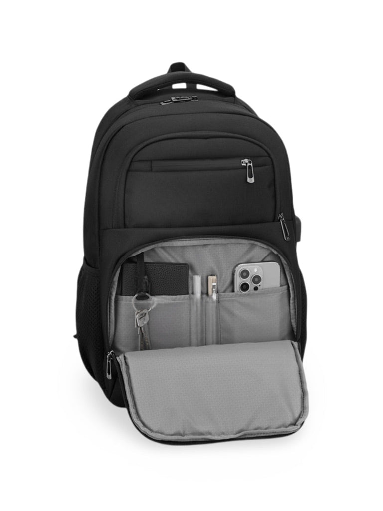 Sac à dos idéal, grande capacité, port USB, dos ergonomique et multiples rangements, modèle John - Sac à dos - Noir