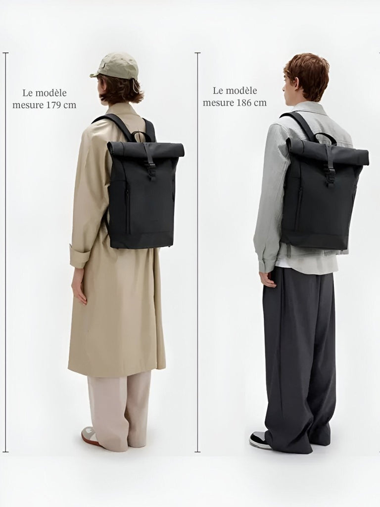 Sac à dos imperméable, grand volume, confort quotidien, au style unisexe, modèle Erwan - Sac à dos - Noir