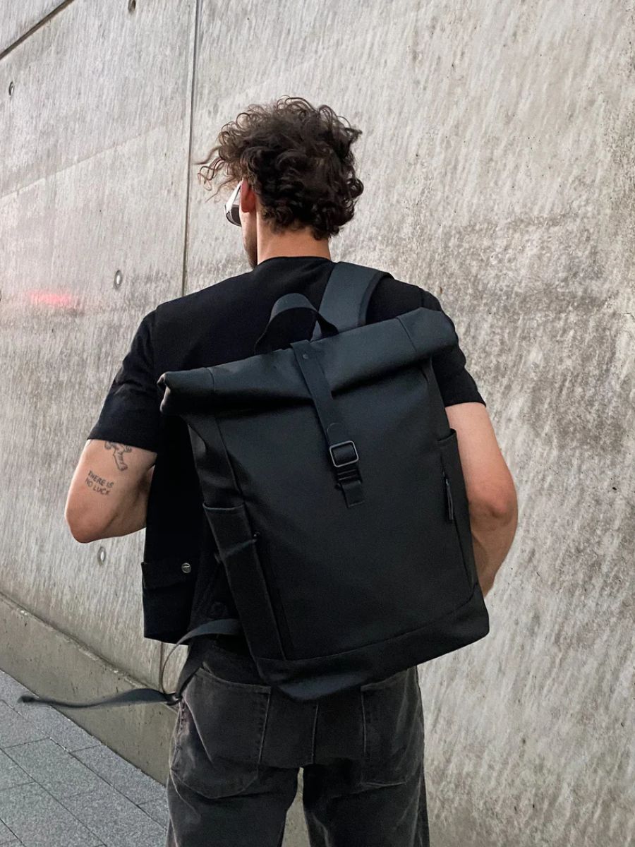 Sac à dos imperméable, grand volume, confort quotidien, au style unisexe, modèle Erwan - Sac à dos - Noir