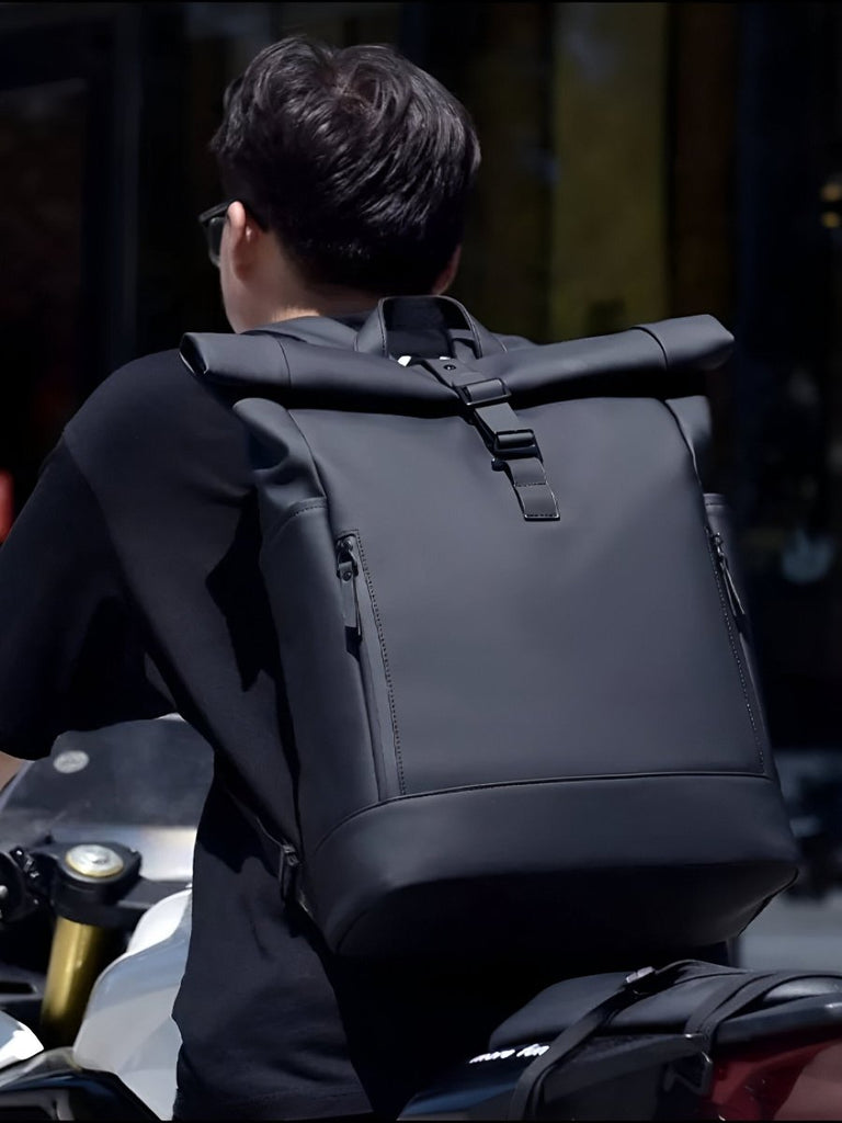 Sac à dos imperméable, grand volume, confort quotidien, au style unisexe, modèle Erwan - Sac à dos - Noir