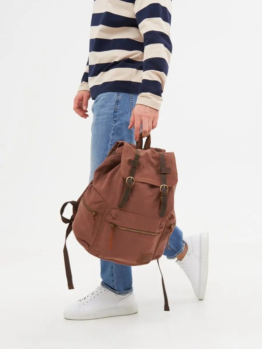 Sac à dos rétro en toile, grand, pour homme, idéal pour voyager, modèle Arselin - Sac à dos - Marron