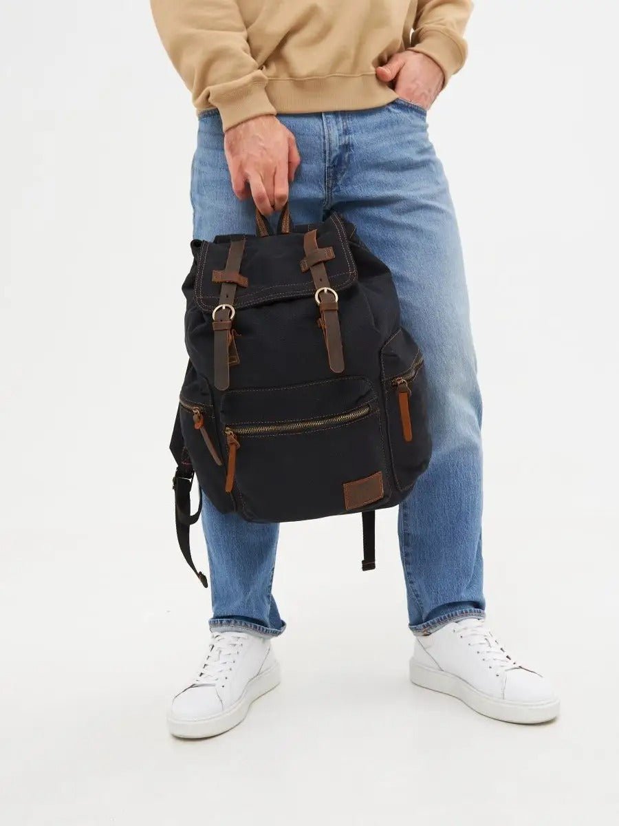 Sac à dos rétro en toile, grand, pour homme, idéal pour voyager, modèle Arselin - Sac à dos - Marron