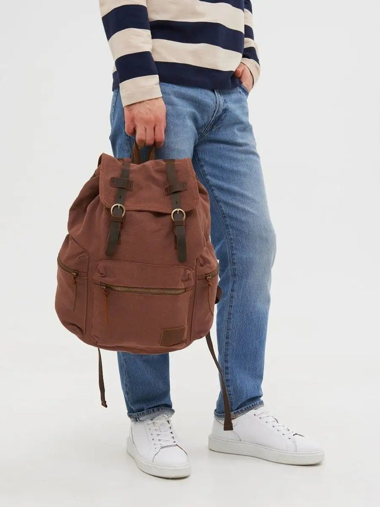 Sac à dos rétro en toile, grand, pour homme, idéal pour voyager, modèle Arselin - Sac à dos - Marron