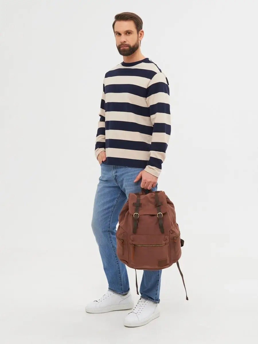 Sac à dos rétro en toile, grand, pour homme, idéal pour voyager, modèle Arselin - Sac à dos - Marron