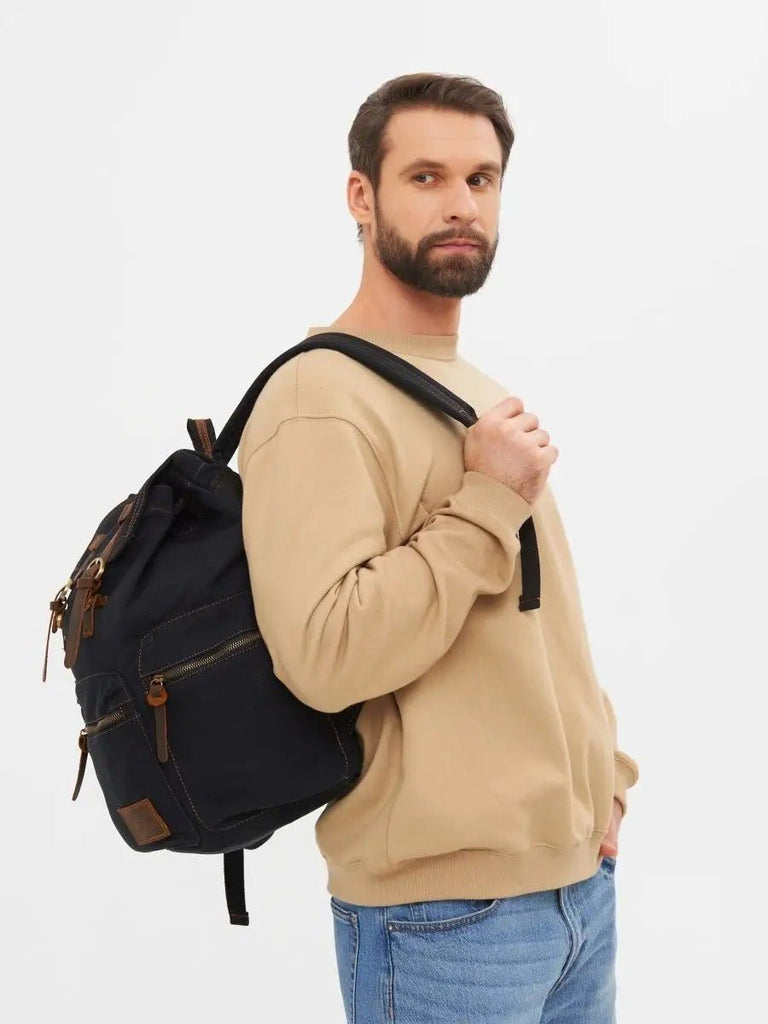 Sac à dos rétro en toile, grand, pour homme, idéal pour voyager, modèle Arselin - Sac à dos - Marron