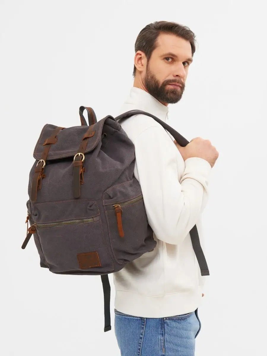 Sac à dos rétro en toile, grand, pour homme, idéal pour voyager, modèle Arselin - Sac à dos - Marron