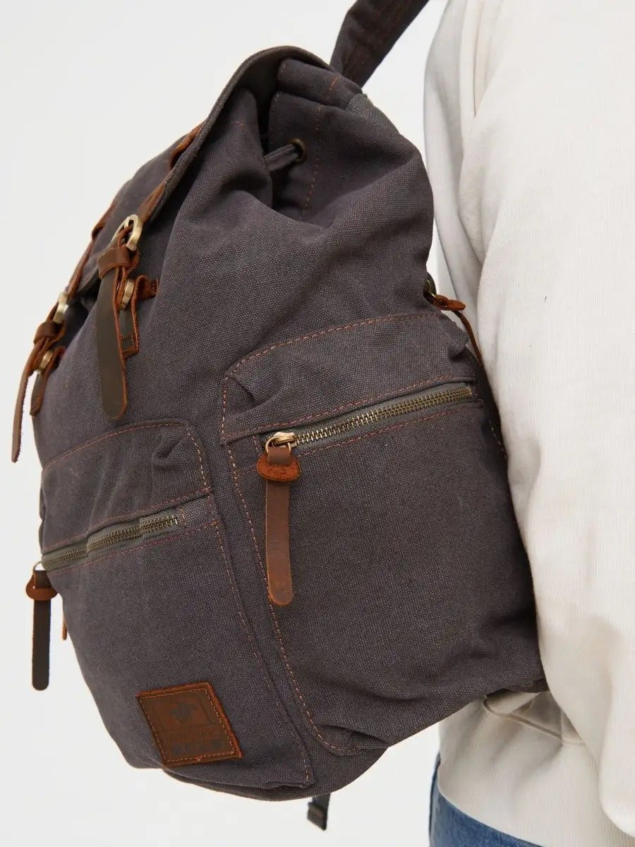 Sac à dos rétro en toile, grand, pour homme, idéal pour voyager, modèle Arselin - Sac à dos - Marron