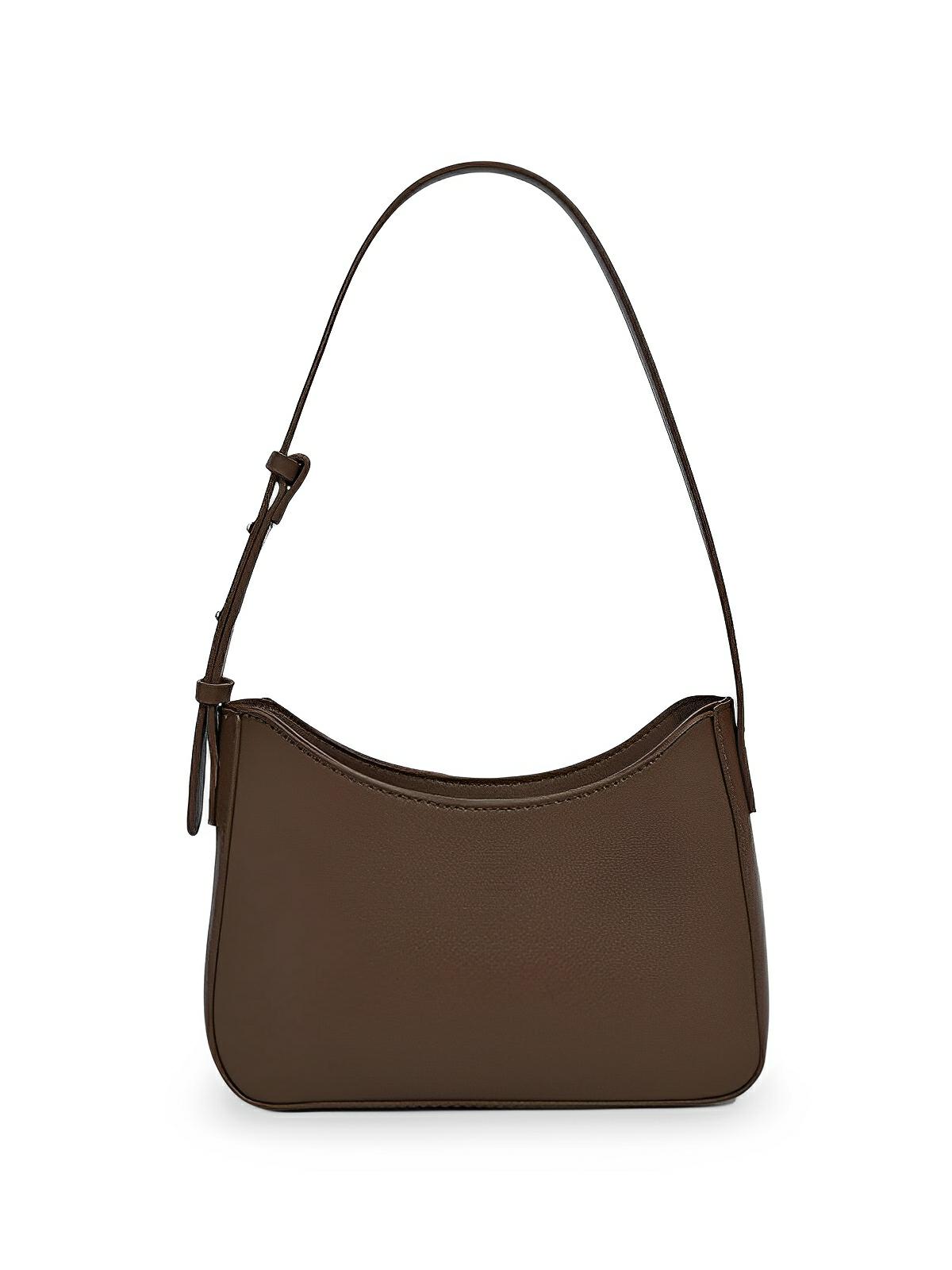 Sac à main baguette femme, bandoulière réglable, petit format, fermeture éclair, style minimaliste, modèle Ciah - Sac à main - Marron