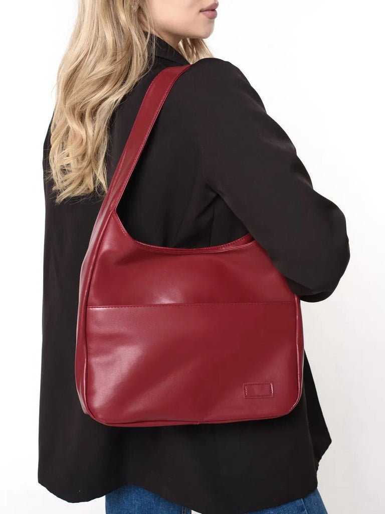 Sac à main en simili vegan, élégant et tendance, style hobo, modèle Cécile - Sac à main - Rouge