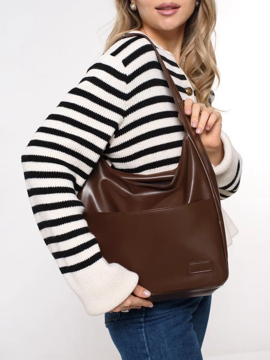 Sac à main en simili vegan, élégant et tendance, style hobo, modèle Cécile - Sac à main - Rouge