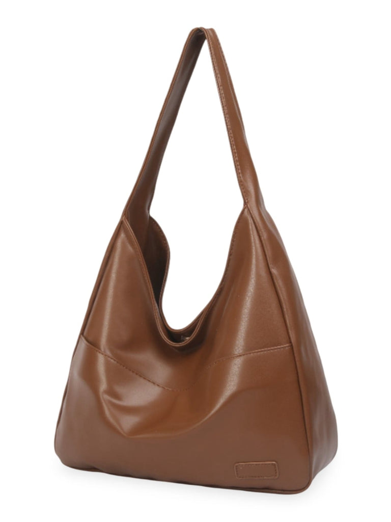 Sac à main en simili vegan, élégant et tendance, style hobo, modèle Cécile - Sac à main - Marron