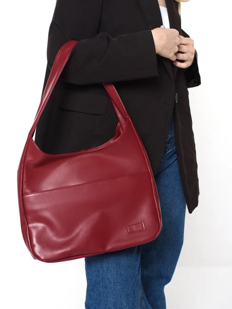 Sac à main en simili vegan, élégant et tendance, style hobo, modèle Cécile - Sac à main - Rouge